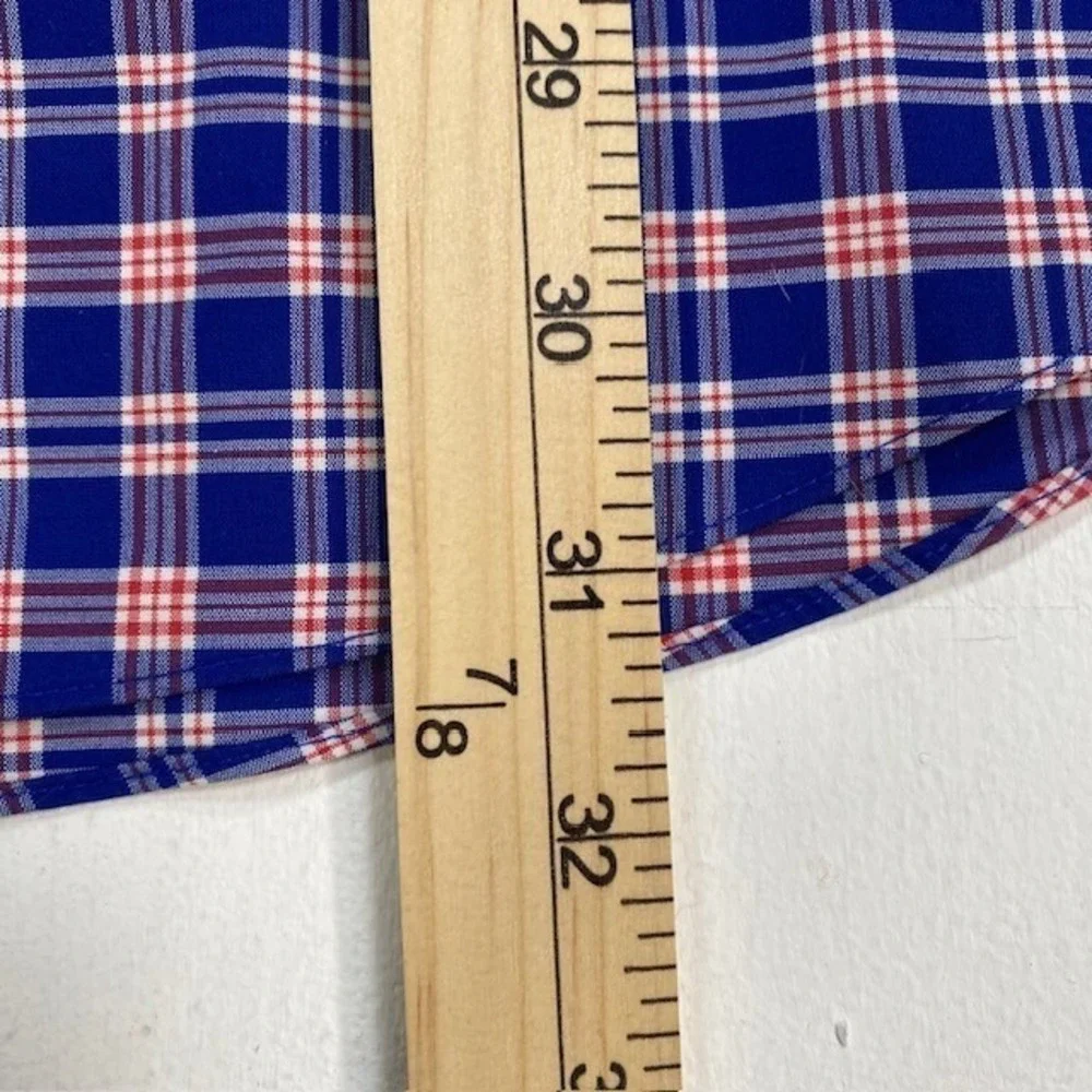Brooks Brothers Madison Fit Shirt Mens M Blue Red Plaid Non-Iron Stretch Supima - Picture 4 of 9